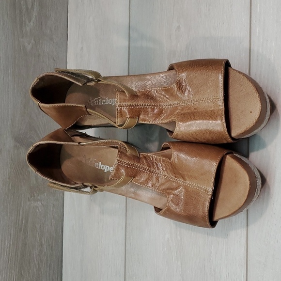 Anthropologie Antelope Karise  Ankle Leather Wedge Sandals Shoes sz 39/8 - Picture 4 of 12
